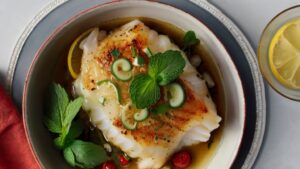 Baked Ginger And Mint Cod