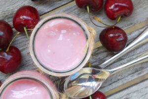 Cherries and low-calorie cream